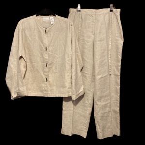 Vintage 100% linen Liz Claiborne set wide leg pants and jacket Langenlook